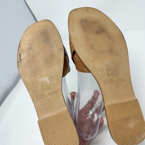ASOS Brown Leather Slide Sandal, GUC, Size 5, MSRP $79 - Picture 13 of 14